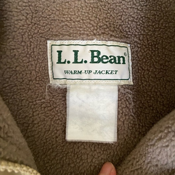 Vintage LL BEAN 90s Tan/Khaki Fleece Lined Warm Up Jacket - Picture 3 of 8